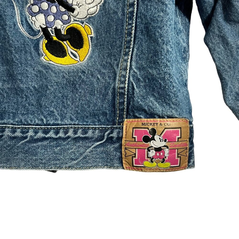 VTG MICKEY & CO KIDS JACKET 6X LARGE DENIM JEAN MINI GIRLS BLUE PINK RUFFLE - Picture 4 of 7